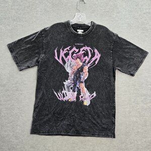VINTAGE Dragon Ball Super Men Shirt Large Black Acid Wash Ultra Ego Vegeta